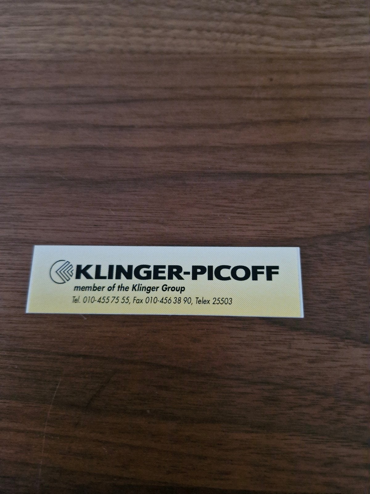 9724 Klinger-Picoff Sticker - Bedrijfsinformatie, Verzamelen, Stickers, Gebruikt, Bedrijf of Vereniging, Ophalen of Verzenden
