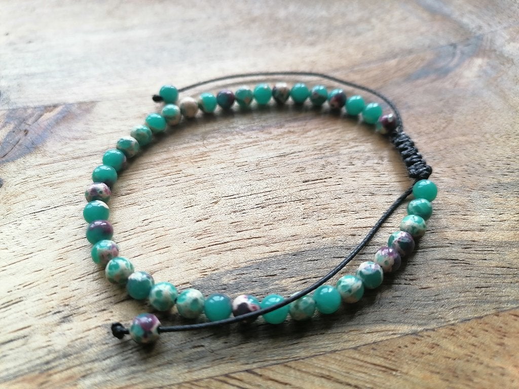 Nieuw handgemaakt armbandje met keizer jaspis kralen 4 mm, Overige materialen, Overige kleuren, Nieuw, Ophalen of Verzenden