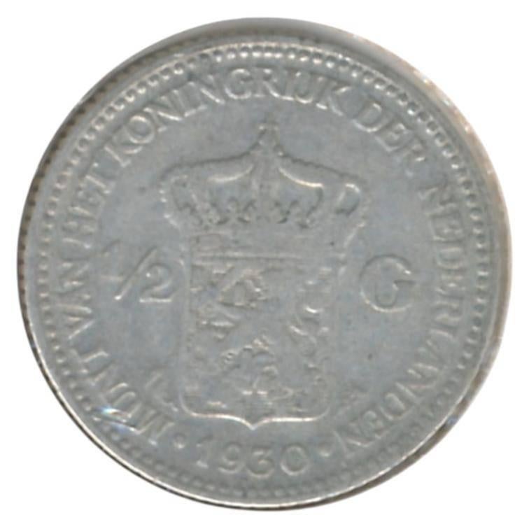 Nederland Set 1/2 Guldenmunten Zilver 1921-1930 (5 stuks), Ophalen of Verzenden, Koningin Wilhelmina, Zilver