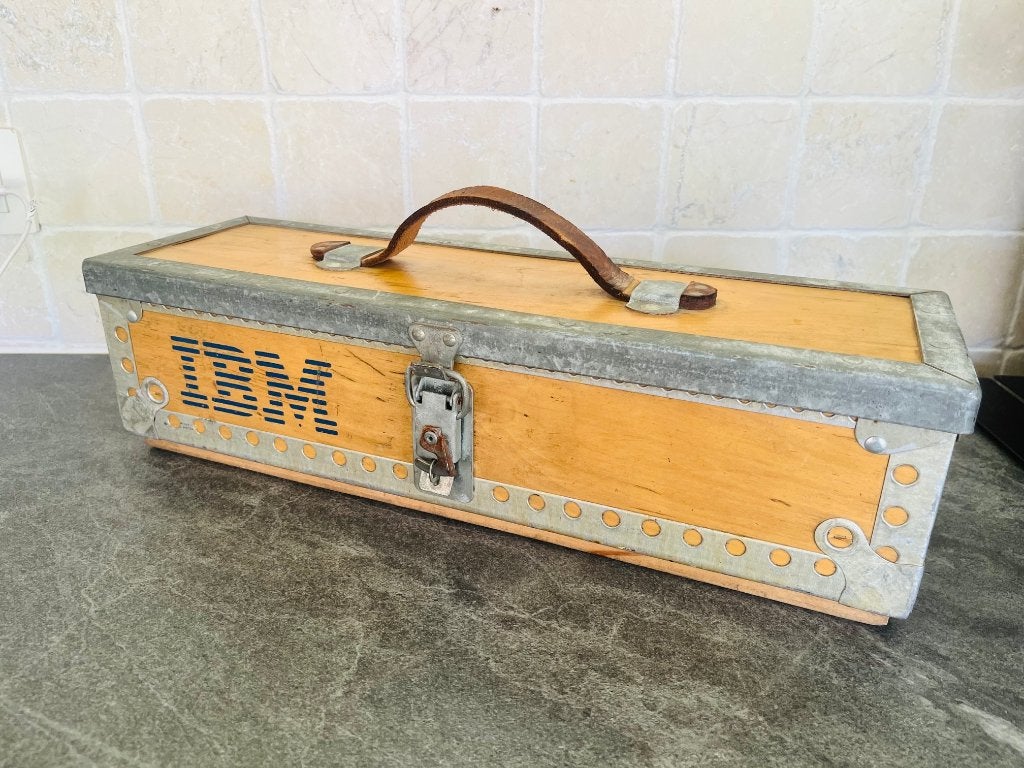 Vintage IBM kist in hout en metaal, Ophalen of Verzenden