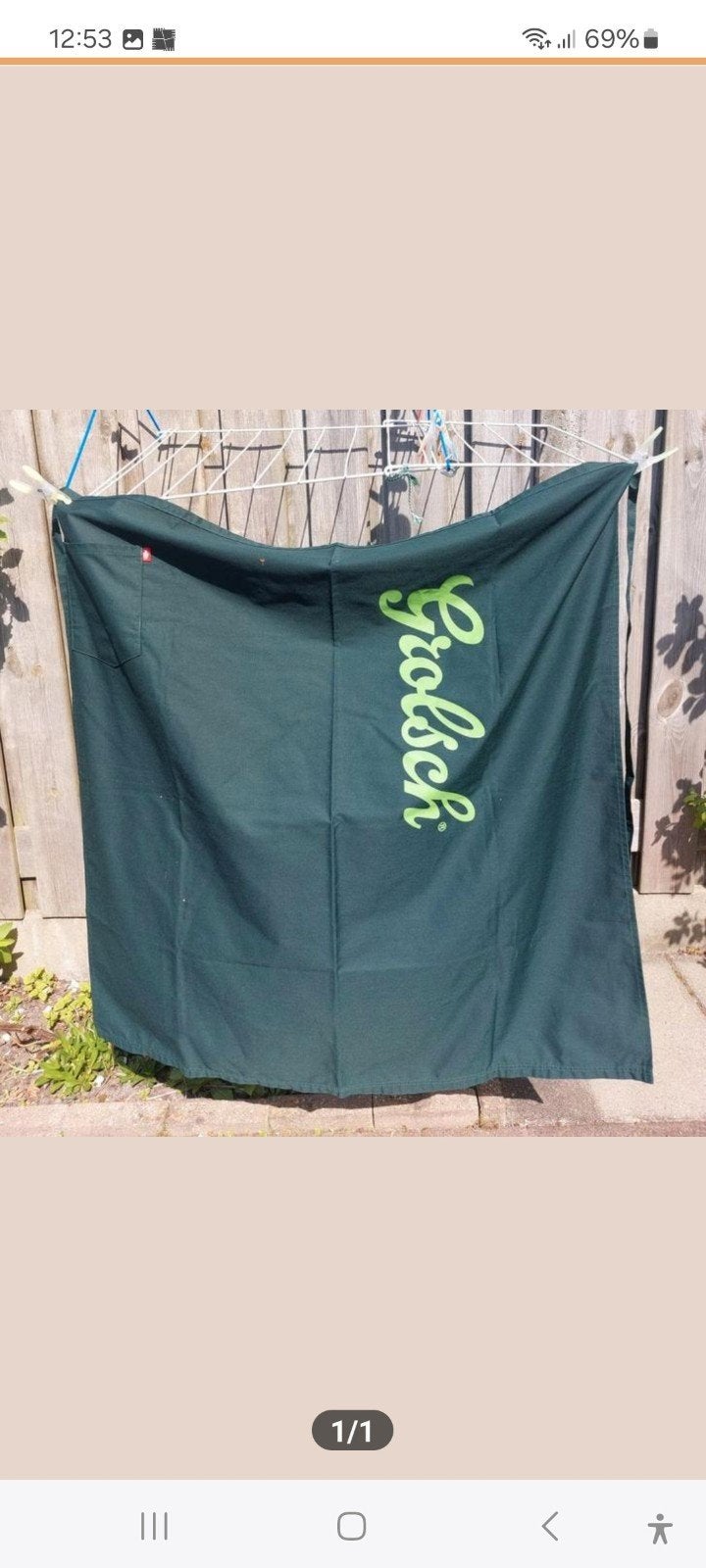 Grolsch schort met zak, Ophalen of Verzenden, Zo goed als nieuw, Grolsch