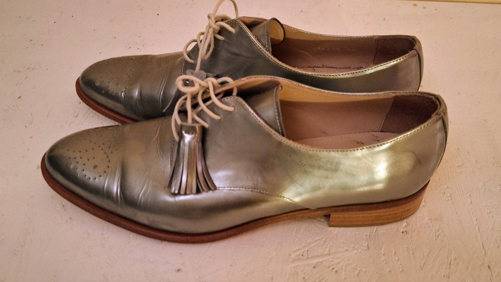 Pertini heren/dames Zilveren leren veterschoenen, 42, Overige kleuren, Ophalen of Verzenden, Zo goed als nieuw, Pertini
