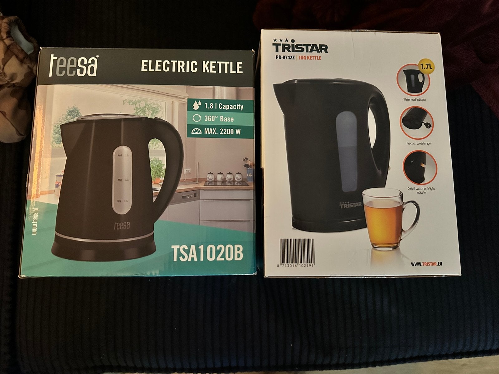Waterkokers - Teesa 1.8L en Tristar 1.7L, 1 tot 2 liter, Ophalen, Nieuw, Draadloos