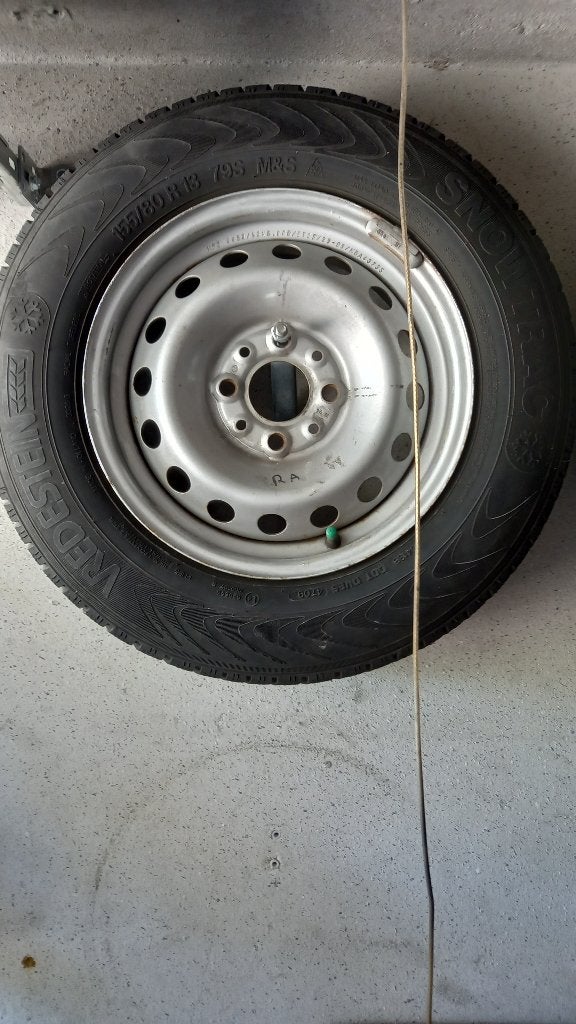 Winterbanden 155/80 R13 op stalen velg voor Fiat Panda 169, Ophalen, Gebruikt, 155 mm, 13 inch
