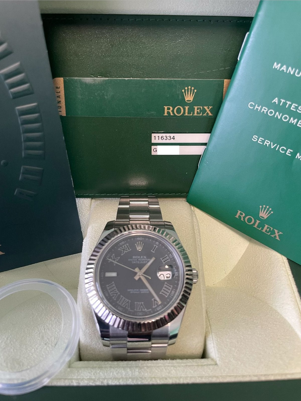 Rolex Datejust II Ref. 116334, Ophalen, Staal, Polshorloge, Zo goed als nieuw