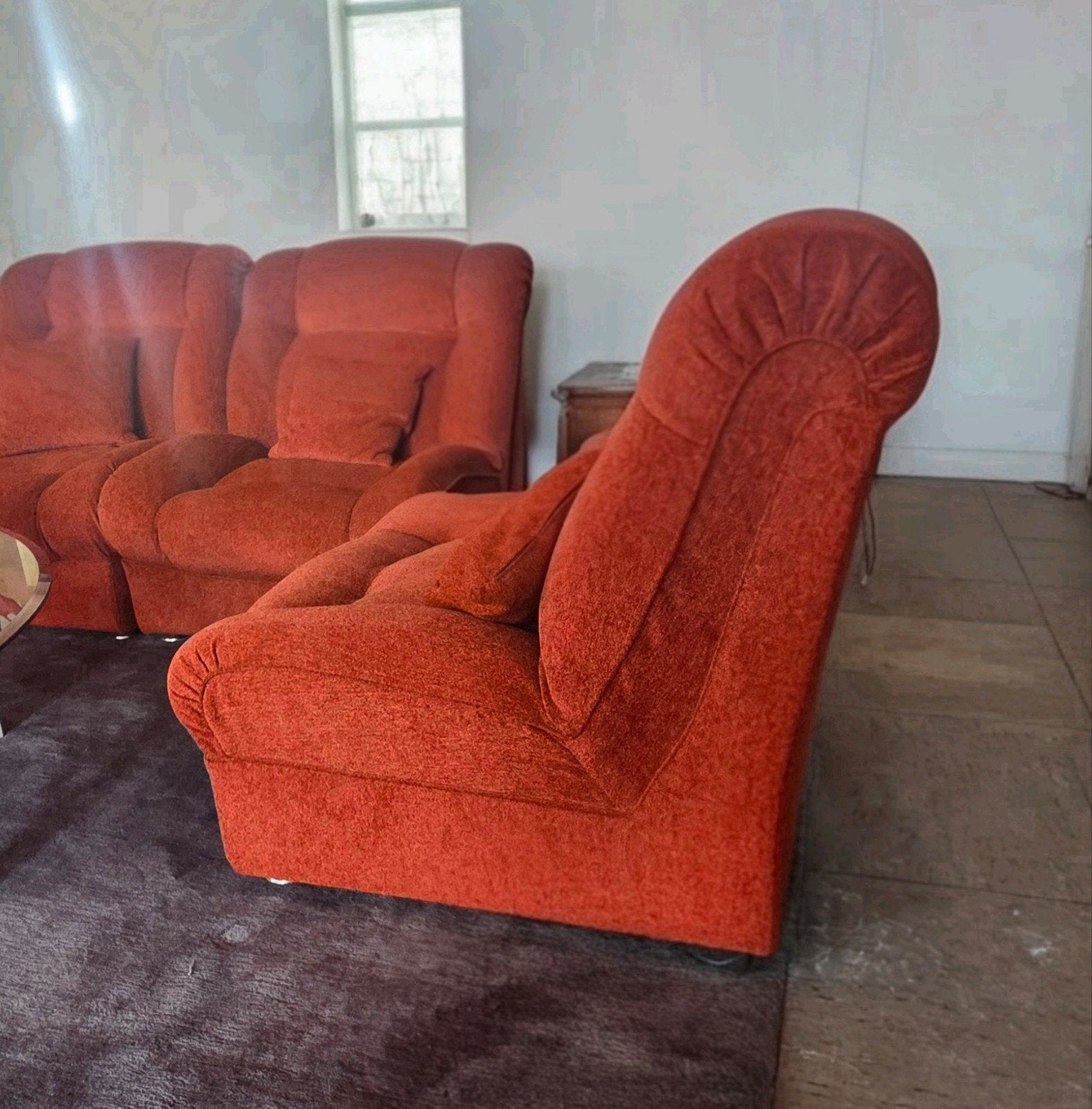 Modulaire vintage loungeset, 5 elementen, Jaren 70 vibe, Zo goed als nieuw, Stof, Vierpersoons of meer, Ophalen