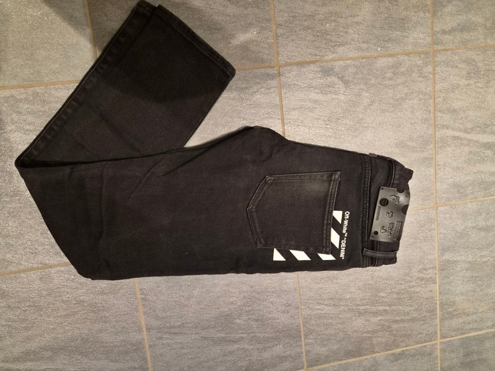 Off-White "DENIM" Jeans - Zwart, Maat 31, Off-White, Verzenden, Zwart, W32 (confectie 46) of kleiner