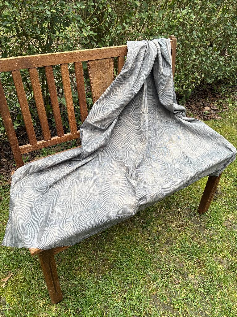 Lap stof grijs (ruit) beige gewolkt, Overige kleuren, 120 cm of meer, Nieuw, Ophalen of Verzenden