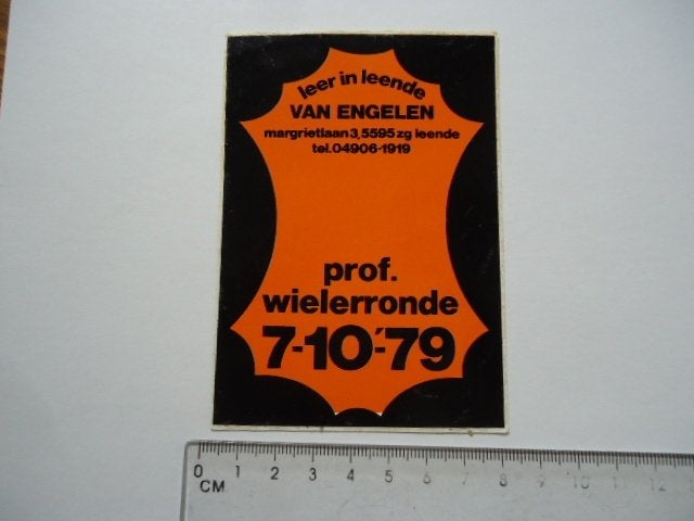 sticker 1979 Van ENGELEN Leende profronde wielrennen tour, Verzenden, Zo goed als nieuw