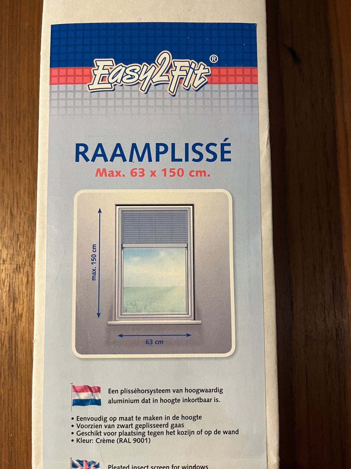 Easy2fit Plissé Horsysteem voor raam 63x150 cm Crème/Zwart, Ophalen, Nieuw, Crème, In te korten