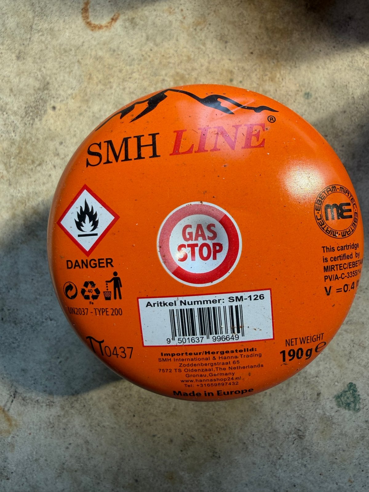 SMH LINE Butaan-Propaan Gaspatronen 190g - 8 stuks, Ophalen, Nieuw