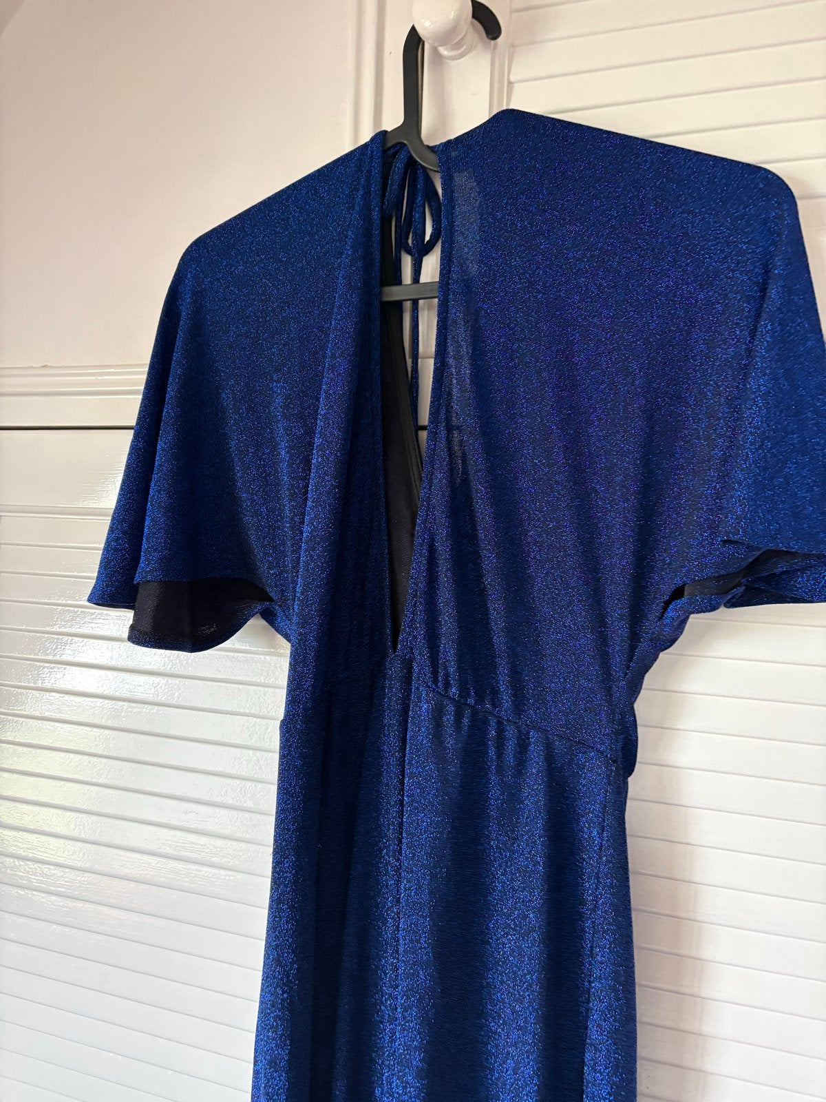 BY SWAN jumpsuit met open rug en glitters - Maat S, Kleding | Dames, Blauw, Ophalen of Verzenden, Zo goed als nieuw, Maat 36 (S)