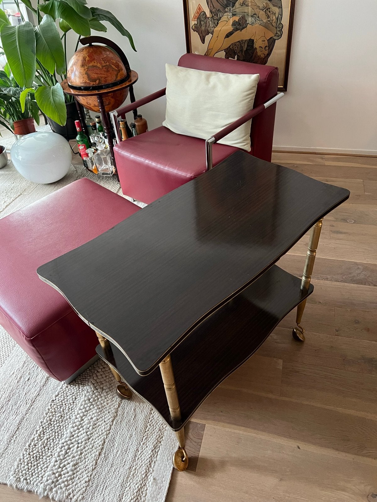 Vintage serveerwagen/bijzettafel/console tafel, Gebruikt, Ophalen of Verzenden, 75 cm of meer, 60 cm of meer