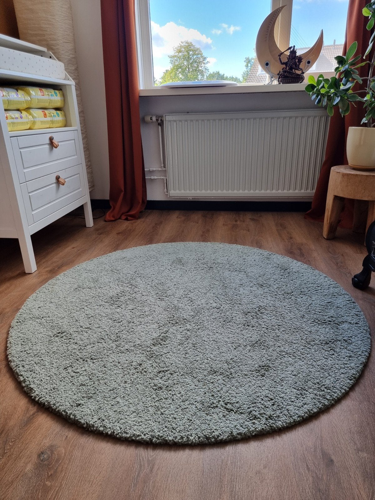 IKEA ADUM Rond Vloerkleed - Zo goed als nieuw, Ophalen, Rond, Groen, 100 tot 150 cm