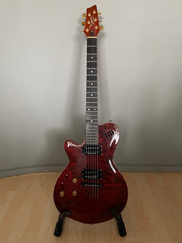Linkshandige Godin LGX-SA met koffer, Ophalen, Gebruikt, Solid body, Overige merken