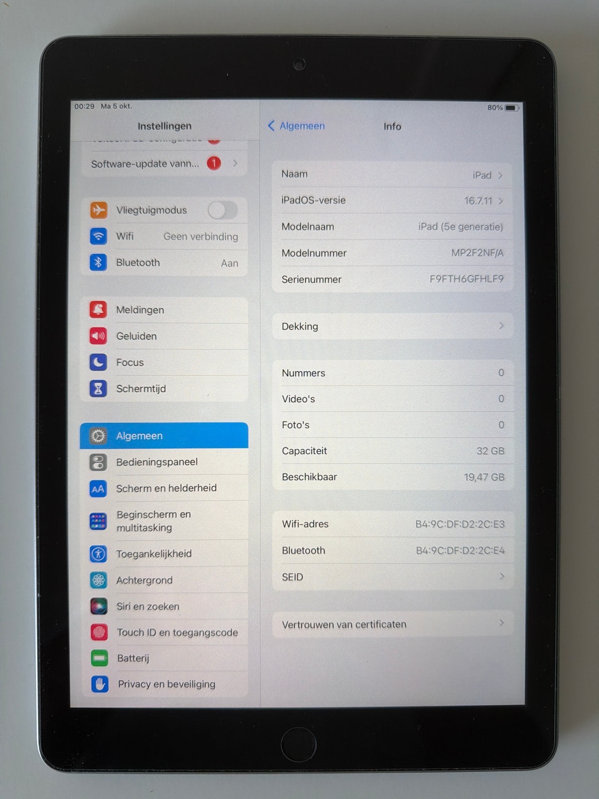 Apple iPad (5e generatie) 32GB Wi-Fi, 10 inch, 32 GB, Apple iPad, Ophalen of Verzenden