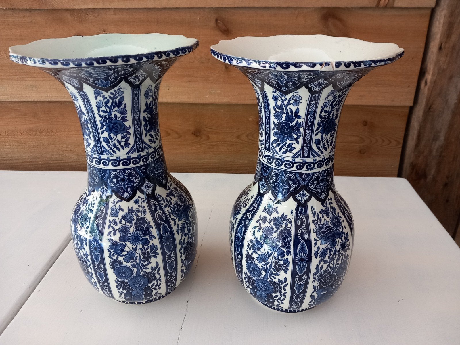 Set van 2 Delfts blauwe vazen van Boch Royal Sphinx, Antiek en Kunst, Antiek | Vazen, Ophalen