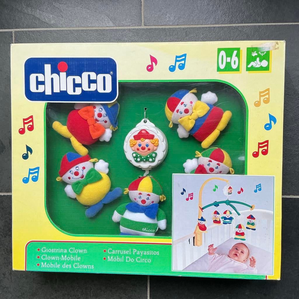 Chicco Clown-Draaimolentje voor baby's 0-6 maanden, Ophalen of Verzenden, Nieuw, Mobiel, Met geluid