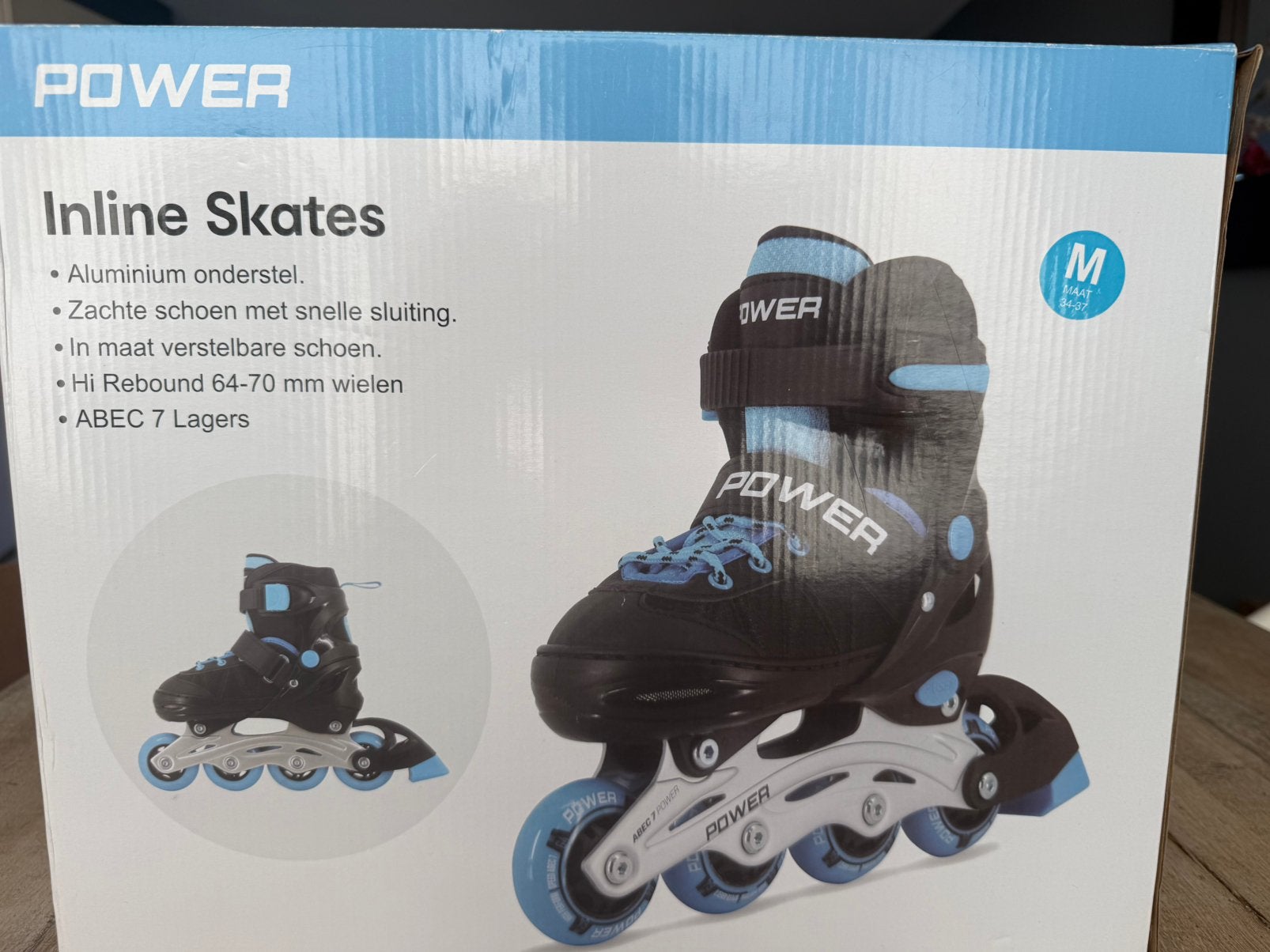 Inline Skates (Merk: Power) kinderen, Verstelbaar, Kinderen, Zo goed als nieuw, Inline skates 4 wielen