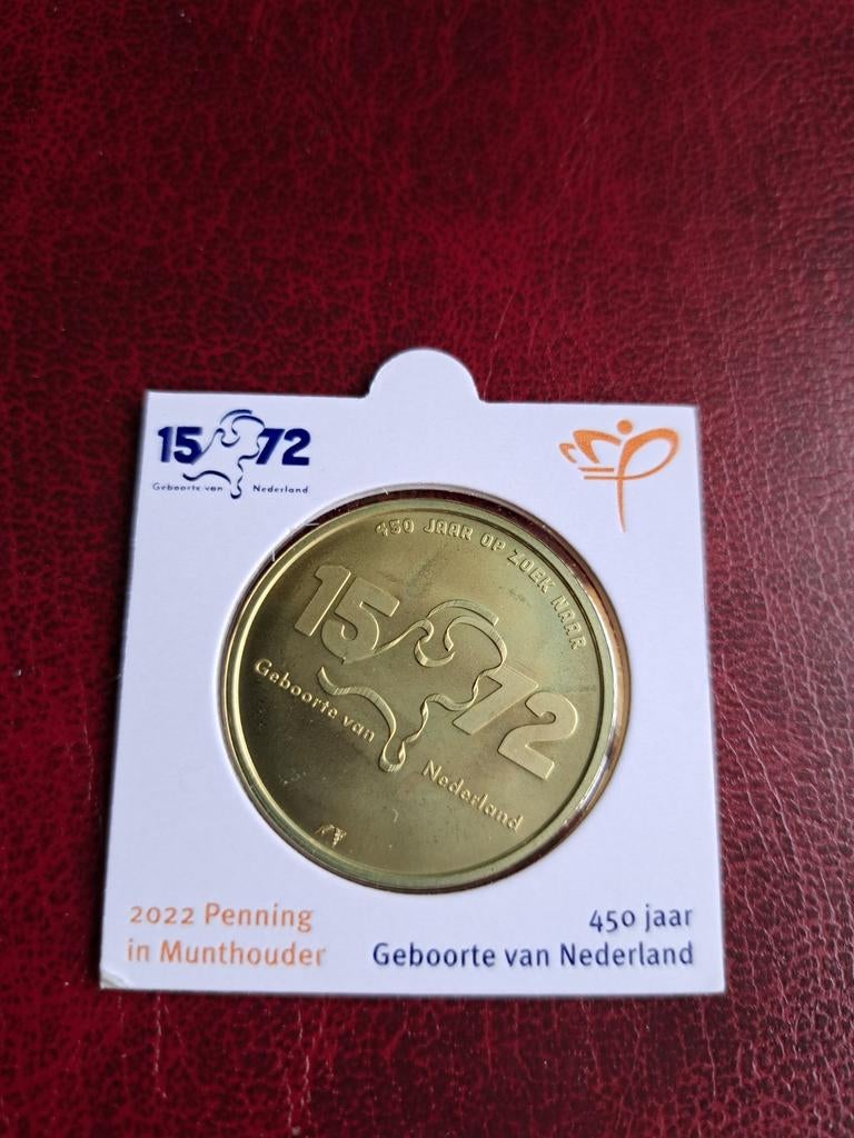 450 jaar Geboorte van Nederland Penning Bedrukte Munthouder, Postzegels en Munten, Munten | Nederland, Ophalen of Verzenden, Koningin Beatrix
