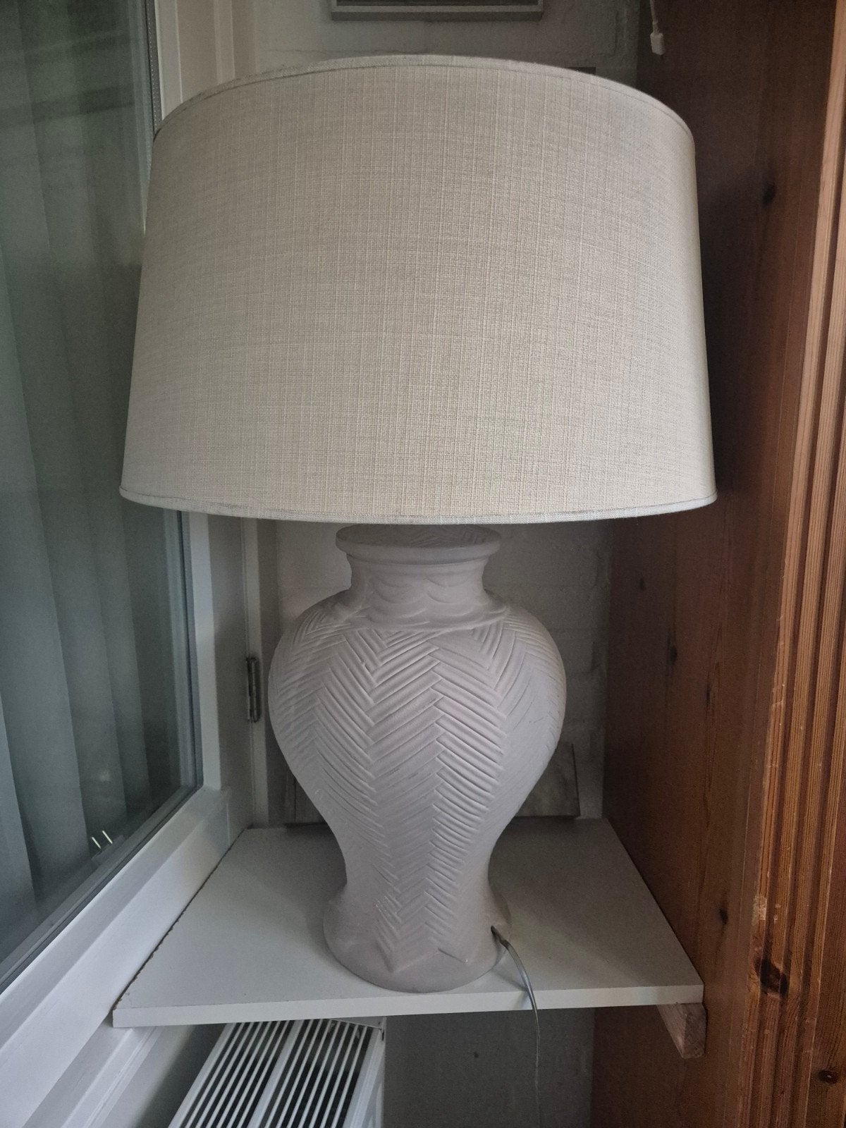 Grote tafellamp met stoffen kap - Modern design, Textiel, Met kap, Modern, Ophalen