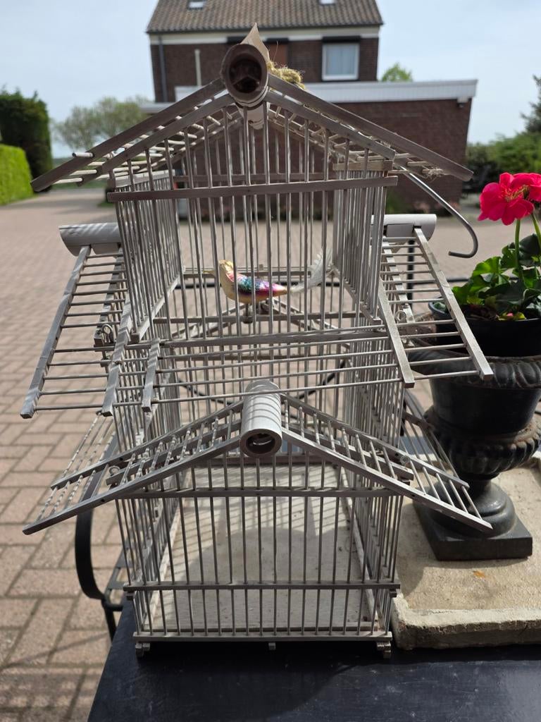 Brocante bamboe vogelkooi, Ophalen of Verzenden