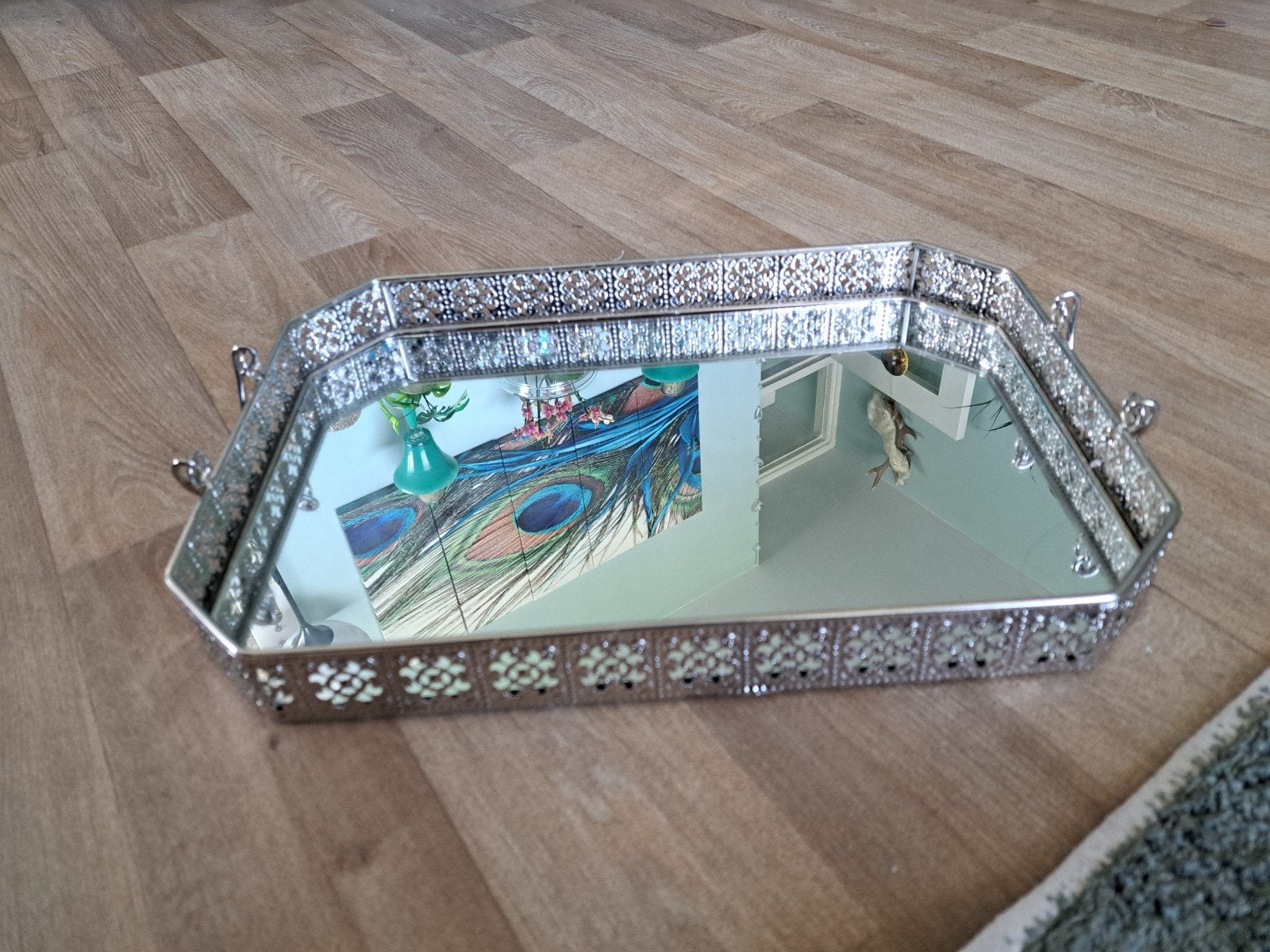 Dienblad met handvaten spiegel 42 cm x 29 cm x 5 cm, Huis en Inrichting, Woonaccessoires | Dienbladen, Ophalen of Verzenden, Rechthoekig