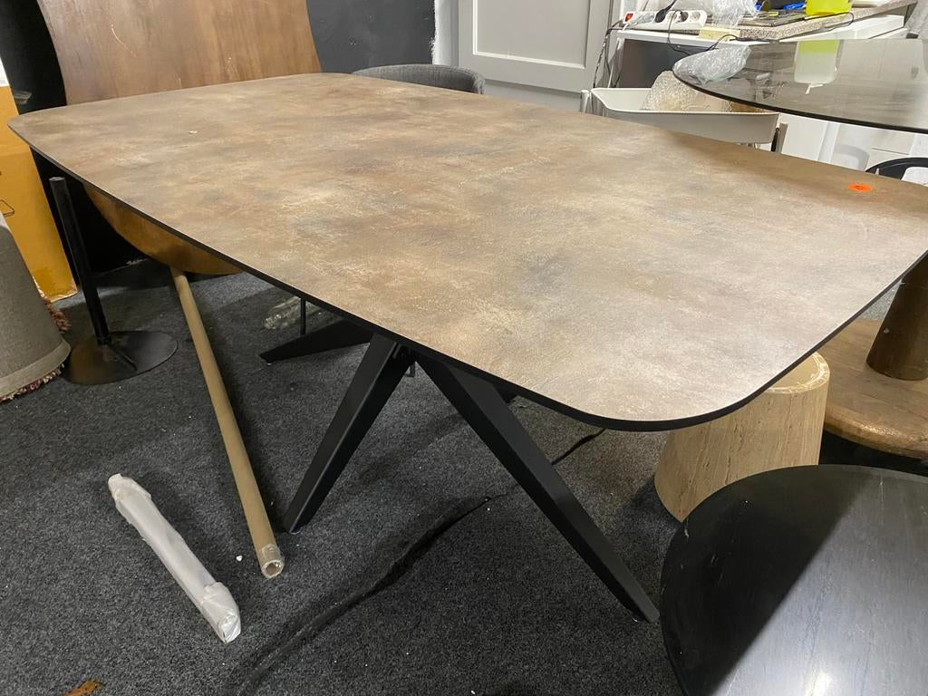 Betonlook Tafel deens met Spinpoot - Modern Design 200x100, Ophalen, 100 tot 150 cm, Vijf personen of meer, Metaal