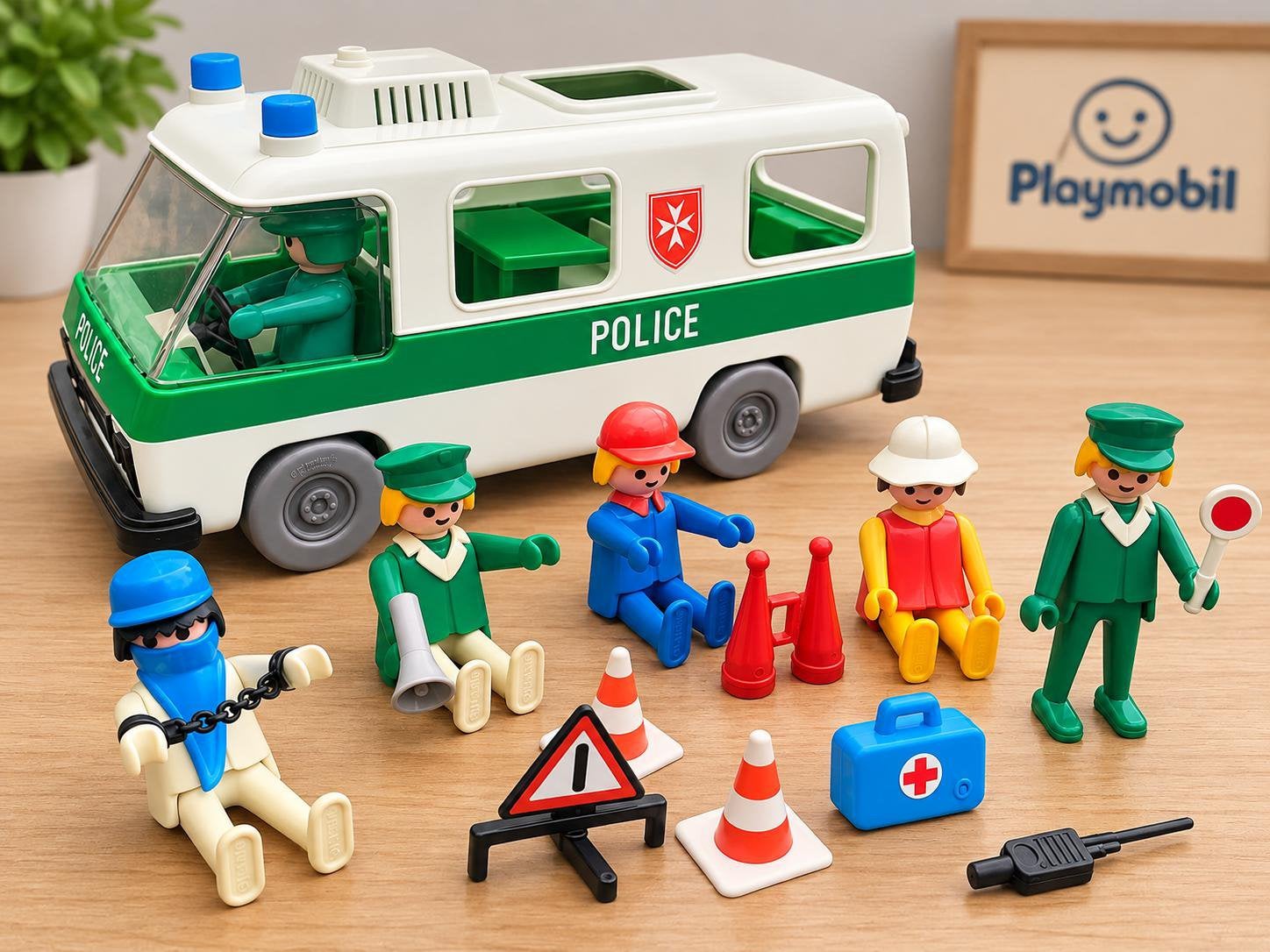 Vintage playmobile pilitieauto 3215 eerste uitgave compleet, Ophalen of Verzenden, Zo goed als nieuw, Complete set, Voertuig