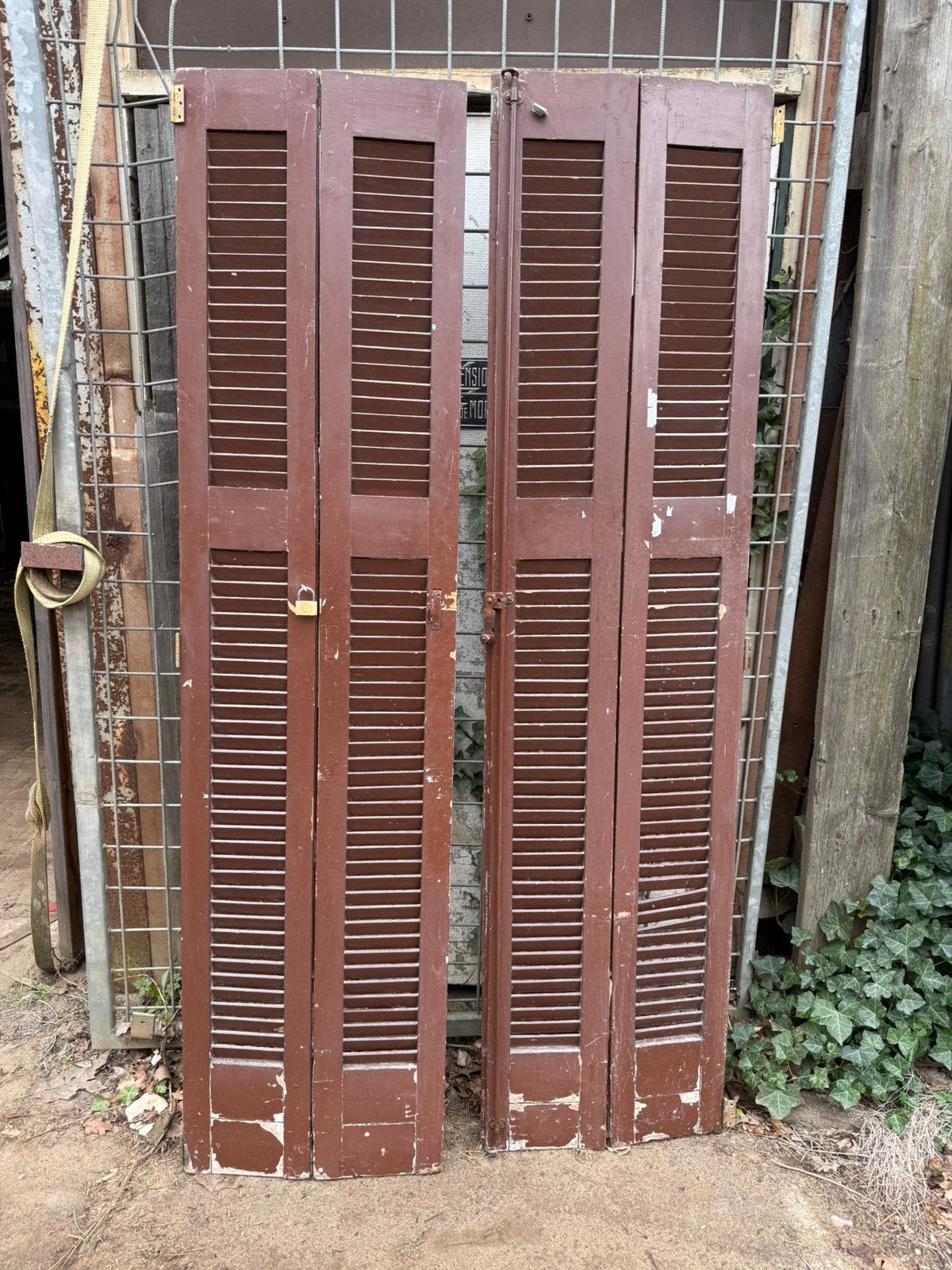 Grote louvredeuren - hout - 211,5 cm hoog, Ophalen, Gebruikt, 80 tot 100 cm, Binnendeur