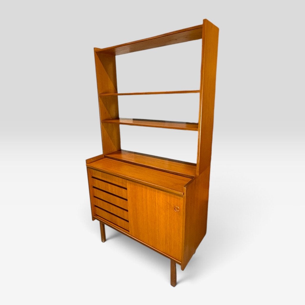 Scandinavische vintage boekenkast | jaren 60/70, Mid-century - Scandinavian design - Vintage, Gebruikt, Teakhout, 150 tot 200 cm