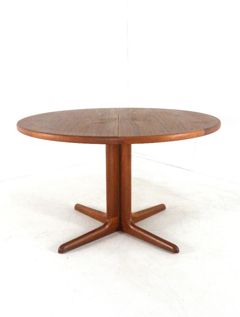 Dyrlund ronde 2x verlengbare eettafel Deens vintage, 100 tot 150 cm, -, -, Ophalen of Verzenden