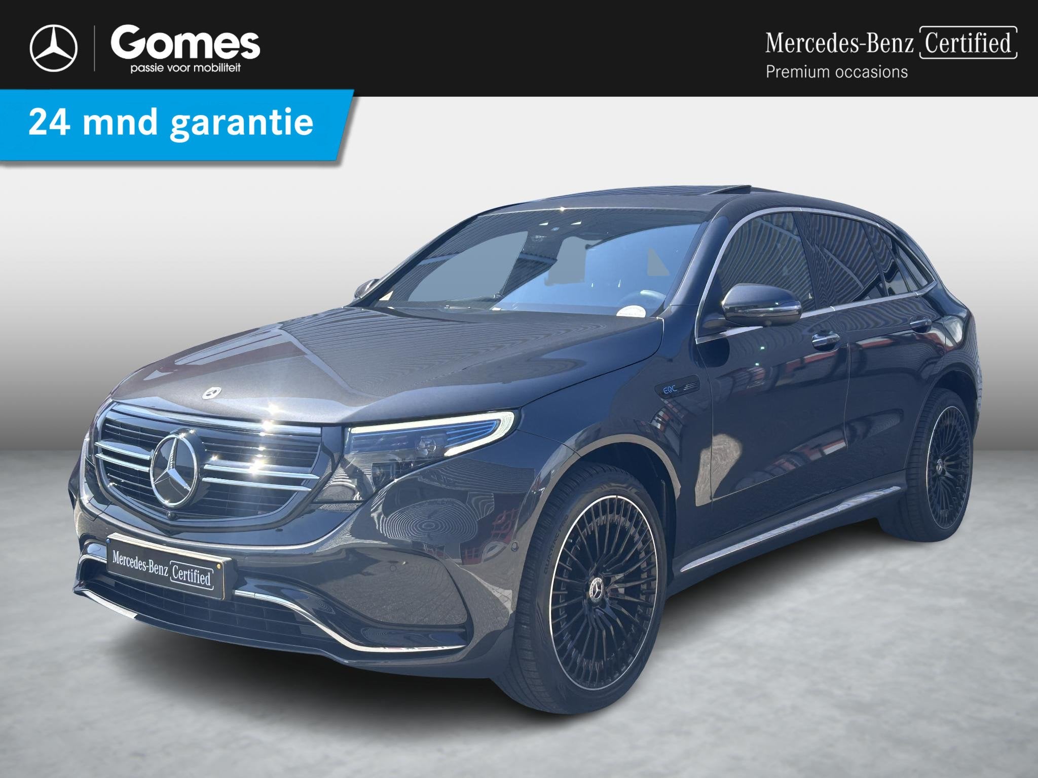 Mercedes-Benz EQC 400 4MATIC AMG Line 80 kWh Premium Plus |, Auto's, Automaat, Zwart, 80 kWh, Leder en Stof