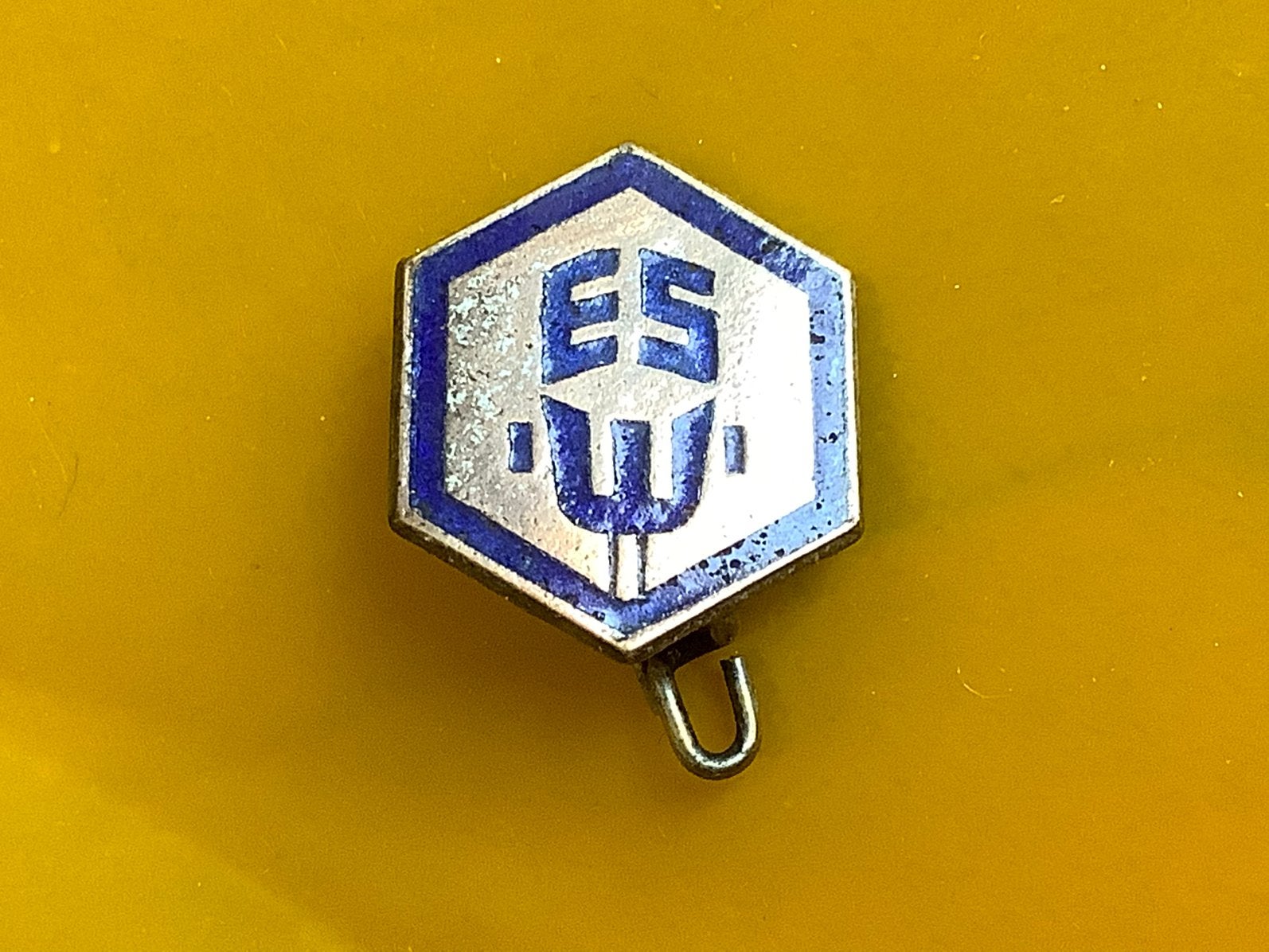 Speldje broche ESW VEB Edelstahlwerk Freital DDR, Ophalen of Verzenden, Zo goed als nieuw, Overige onderwerpen