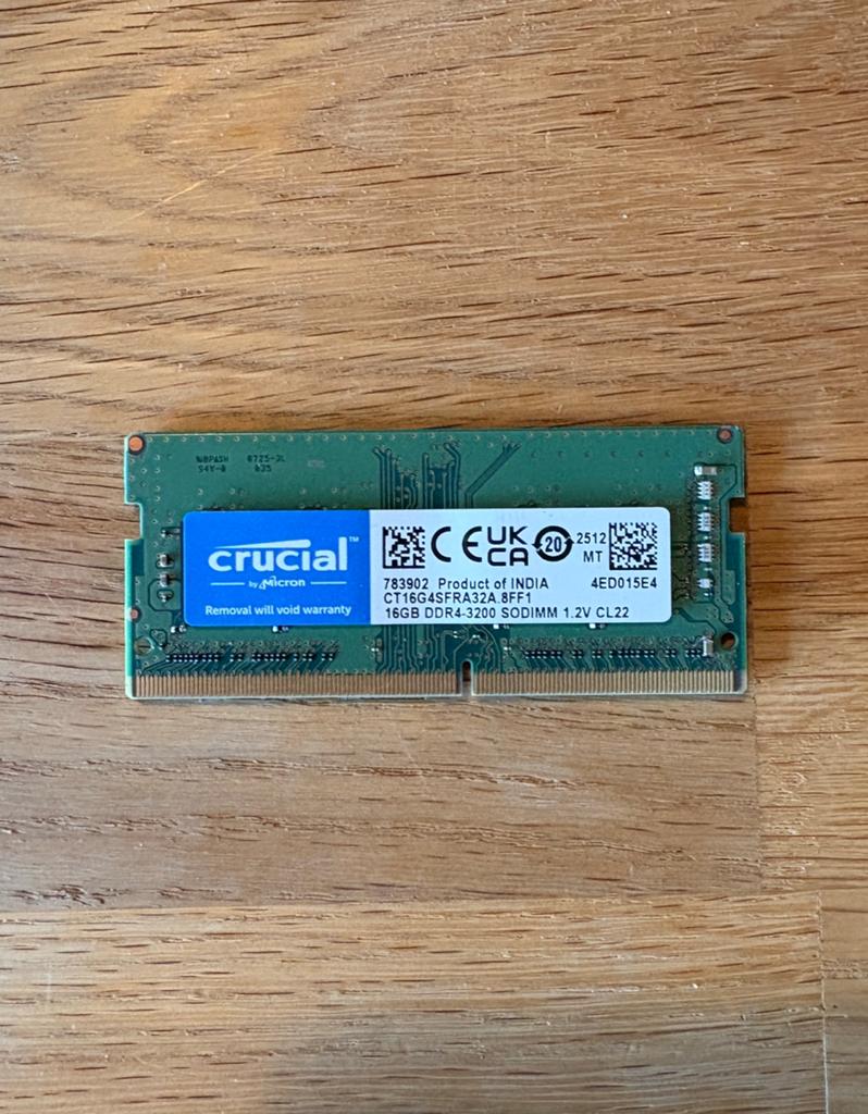 Crucial 16GB 3200MHz DDR4 SODIMM, Computers en Software, RAM geheugen, DDR4, Ophalen of Verzenden, Zo goed als nieuw, Laptop