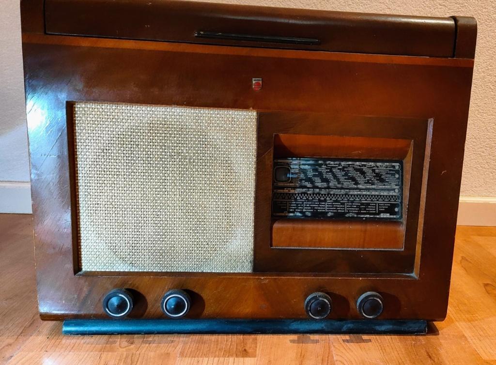 Philips buizenradio 907A (EF8) met grammophone, Ophalen, Gebruikt, Radio