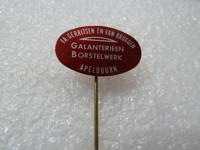 Reclame Speldje F.A. Gerritsen & Van Bruggen Apeldoorn, Ophalen of Verzenden, Gebruikt, Stad of Land, Speldje of Pin