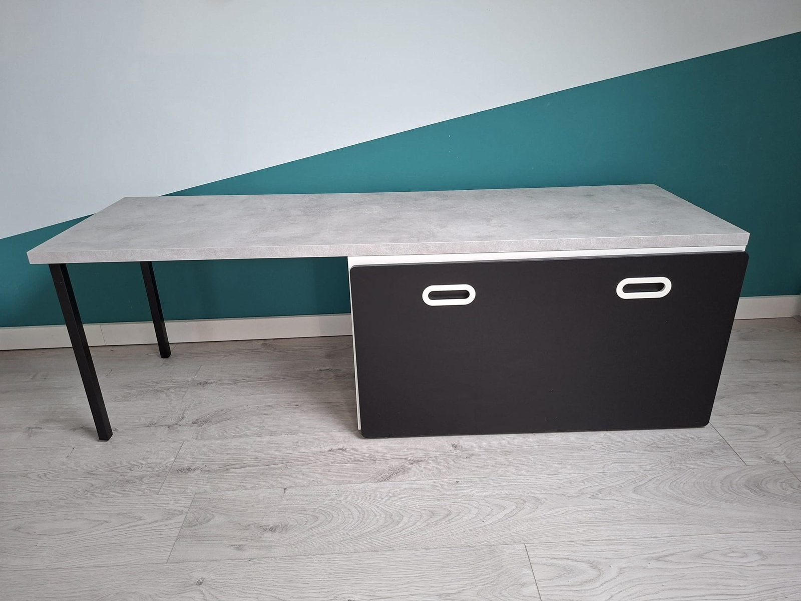Ikea smastad bureau met zwarte (krijt) opberglade, 160 cm, Met lades, 50 cm, Ophalen of Verzenden