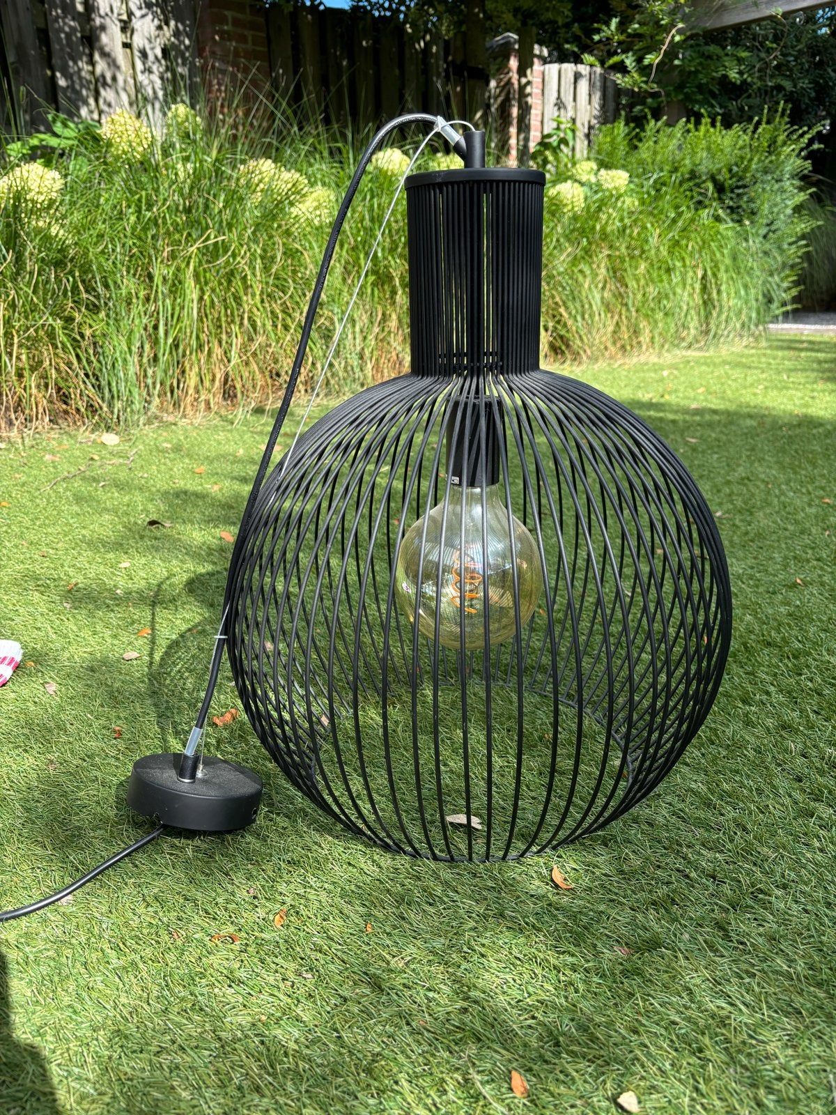 Moderne zwarte draadlamp (E27 fitting), Ophalen, Zo goed als nieuw, Metaal, E27 (groot)