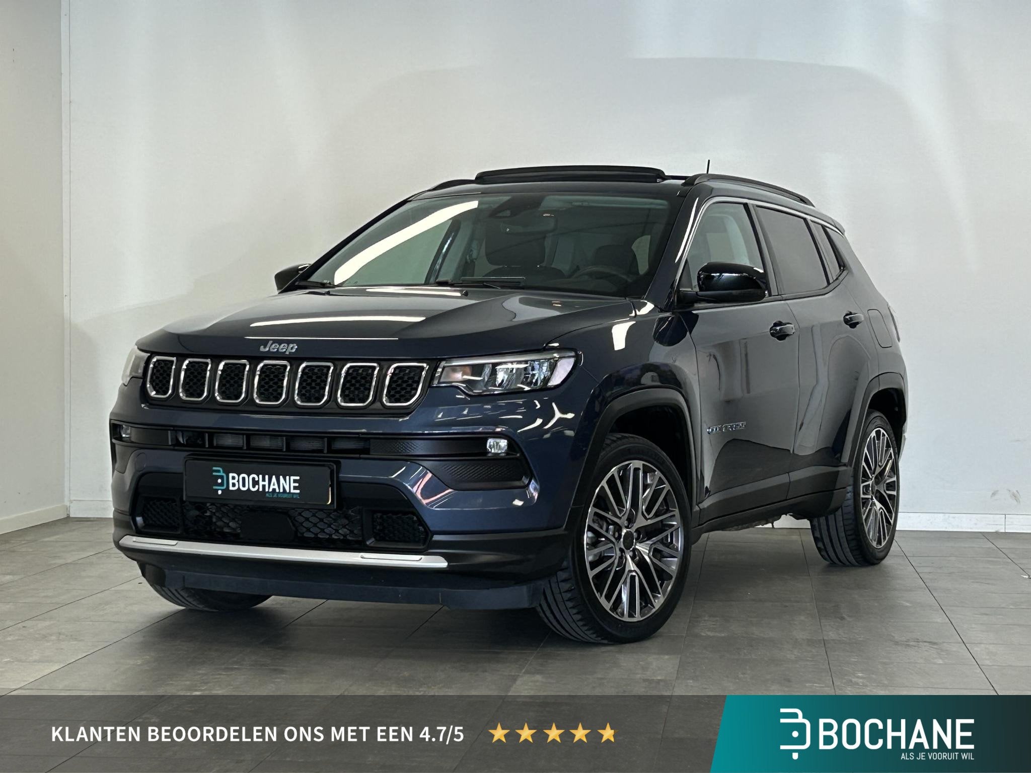 Jeep Compass 4xe 190 Plug-in Hybrid Electric Limited Lease E, Automaat, Blauw, Leder en Stof, Vierwielaandrijving