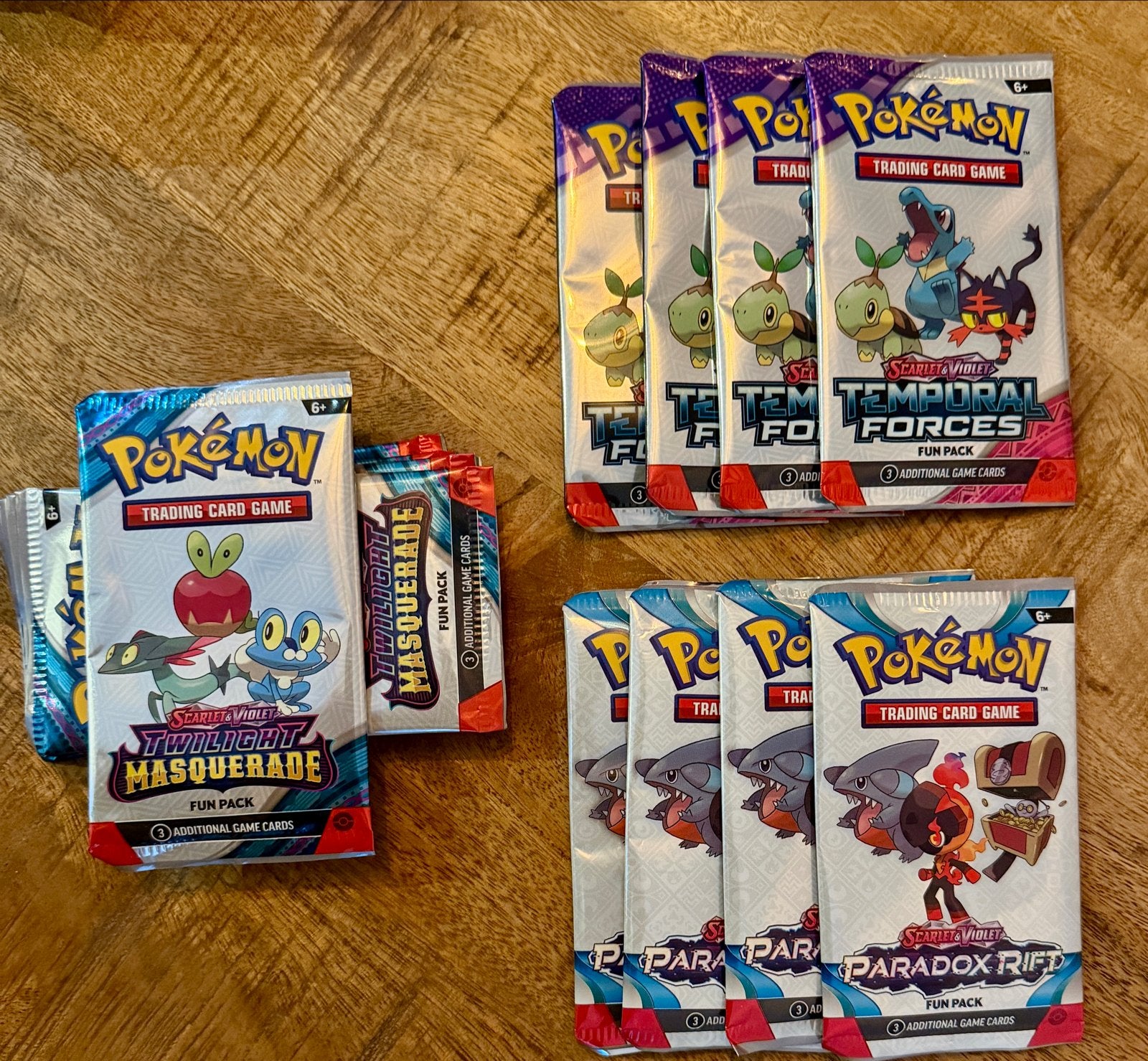 14 Pokémon Fun Packs: Twilight Masquerade, Temporal Forces,, Ophalen of Verzenden, Nieuw, Booster