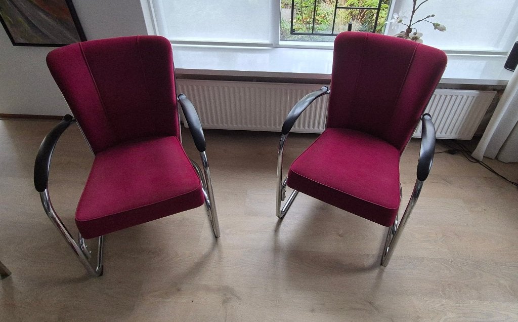 2 Gispen Fauteuils 412 Rood, Huis en Inrichting, Fauteuils, Ophalen, Klassieke stijl uit de jaren 60 tot nu., Gebruikt, 75 tot 100 cm