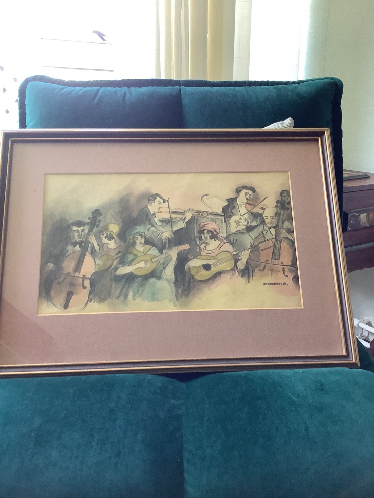 Antoon Heitz - Muzikanten (1924) - Aquarel, Antiek en Kunst, Kunst | Schilderijen | Klassiek, Ophalen of Verzenden