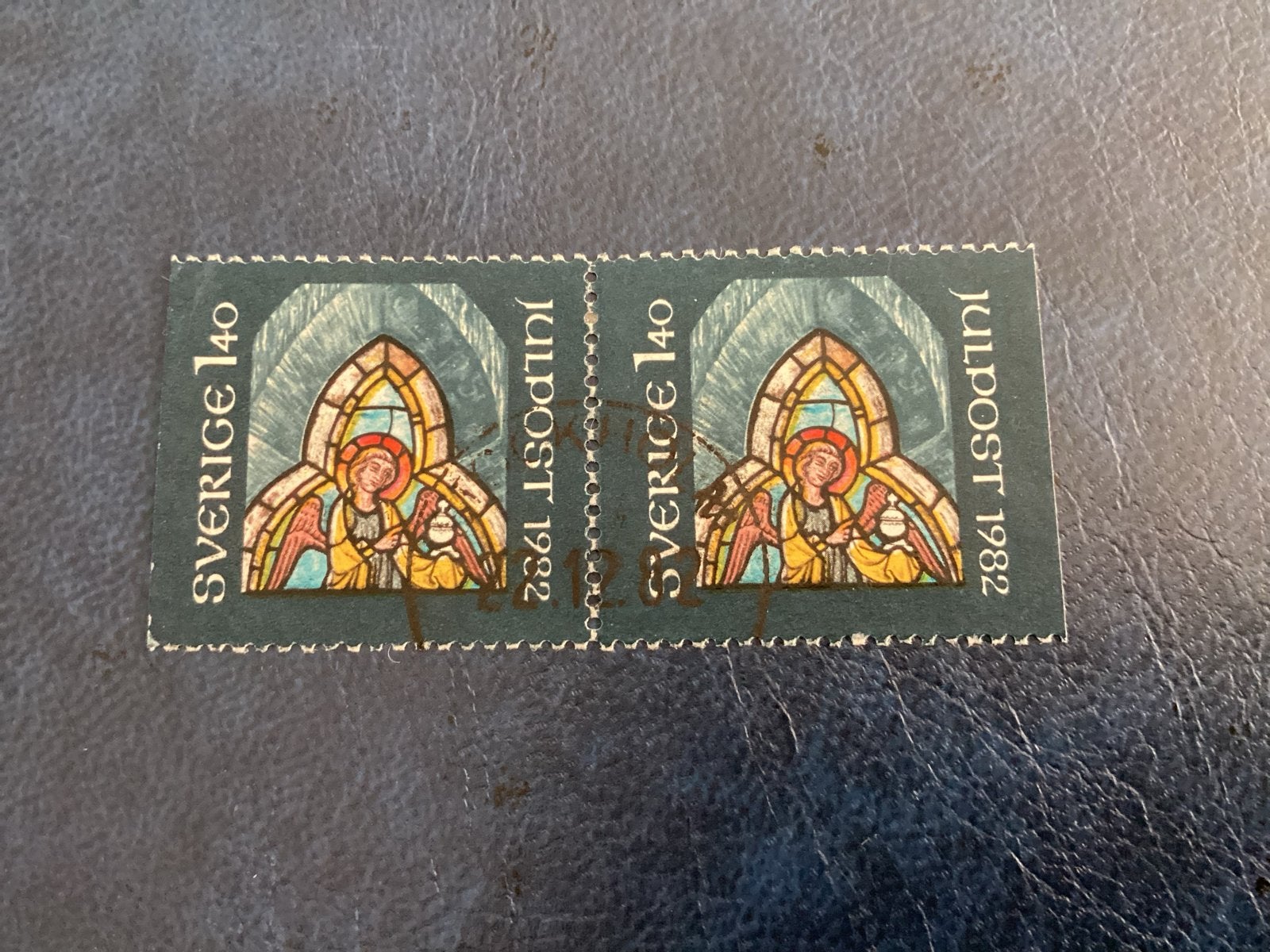 Sverige Julpost 1982 Mi.1209-Dl/Dr - Engel in glas-in-lood, Ophalen of Verzenden, Zweden, Gestempeld