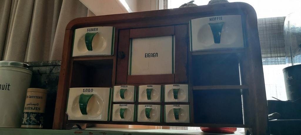 Vintage/antiek kruidenkastje, Huis en Inrichting, Ophalen, Gebruikt