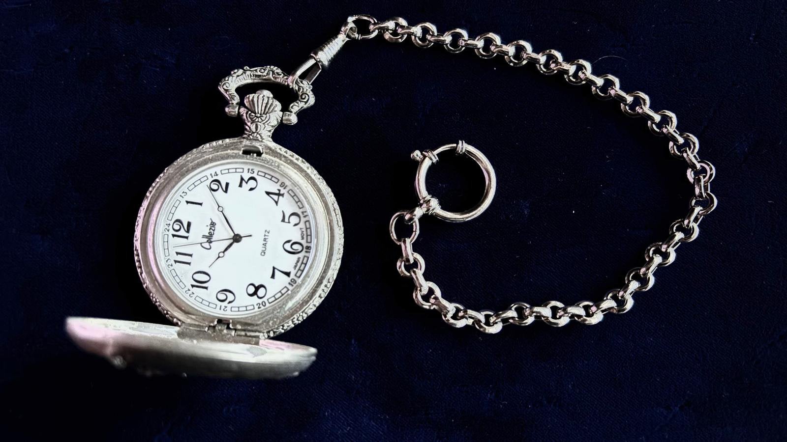 Mooi zak horloge met oude ketting, Ophalen of Verzenden, Staal, Overige merken
