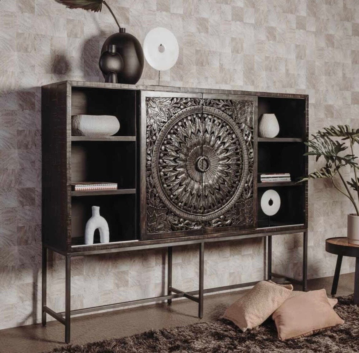 Tower Living bergkast met mandala motief, Huis en Inrichting, Kasten | Dressoirs, Ophalen, Gebruikt, 200 cm of meer, 25 tot 50 cm