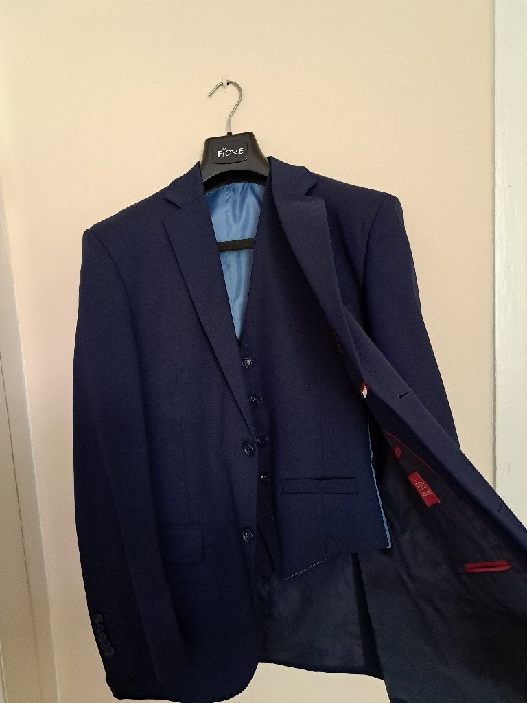 Blauw driedelig pak heren - goede staat -> Gents, merk Fiore, Ophalen, Zo goed als nieuw, Fiore, Maat 48/50 (M)