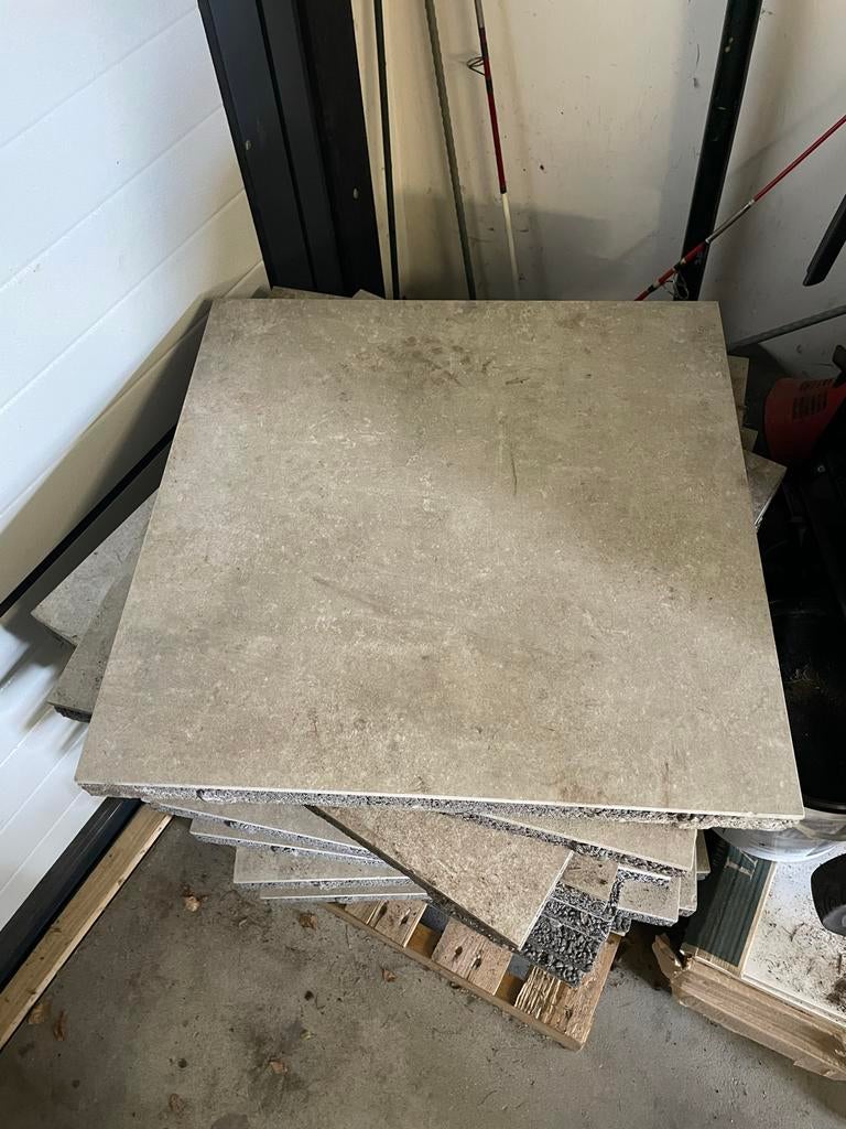 14 Keramische tegels 60x60 cm beige/zand, Ophalen, Keramiek, Nieuw, 5 tot 10 m²