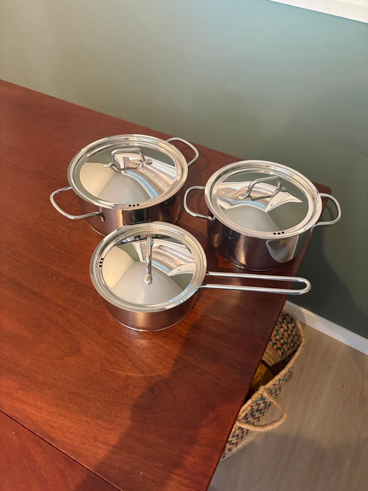 Nieuw! RVS Pannenset: 2 Kookpotten & 1 Steelpan met Deksel, Met deksel, Nieuw, Pannenset, Ophalen of Verzenden